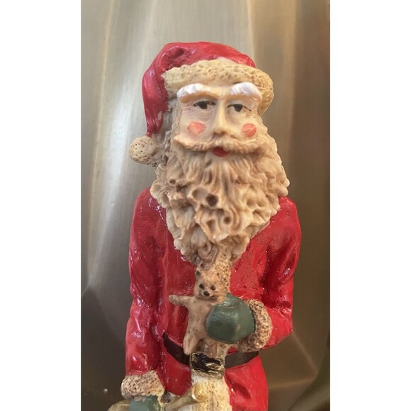 VTG Pencil Slim 10”T Santa  Folk Art Christmas Resin Figurine W Drum & Trumpet - Picture 4 of 8